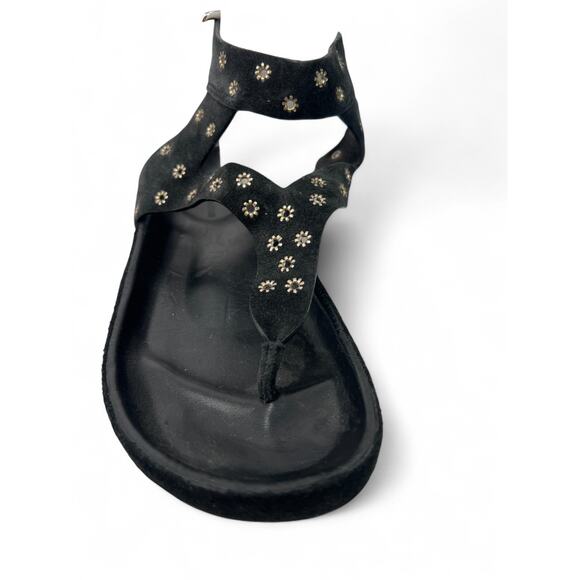 Isabel Marant 35/ 5 Black Suede Elwina Chic Eyelet Sandals Ankle Strap Studs - Picture 3 of 7